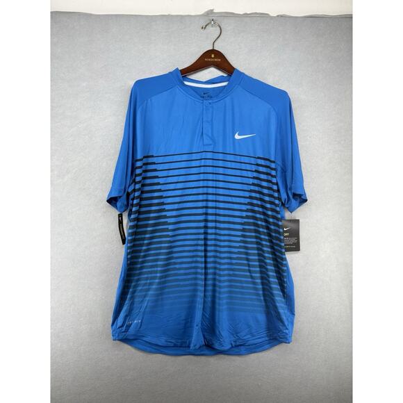 Nike TW Tiger Woods Cooling Graphic Golf Blade Polo Shirt Men XL 892317-465 Blue - Picture 1 of 6